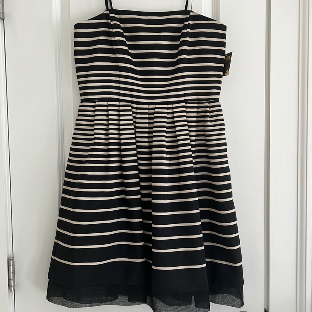 TAYLOR black & beige strapless dress NWT SZ 8